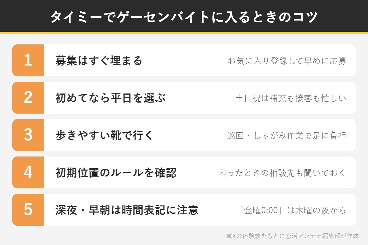タイミーでゲーセンバイトに入るときのコツ5つ